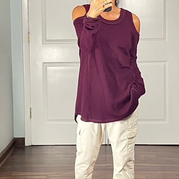 Aqua 100% cashmere cold shoulder longline sweater size S - Picture 2 of 10